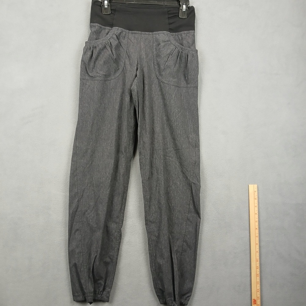PrAna Jogger Pants Womens XS Heather Gray Logo Elastic Waist Workout Tapered Leg